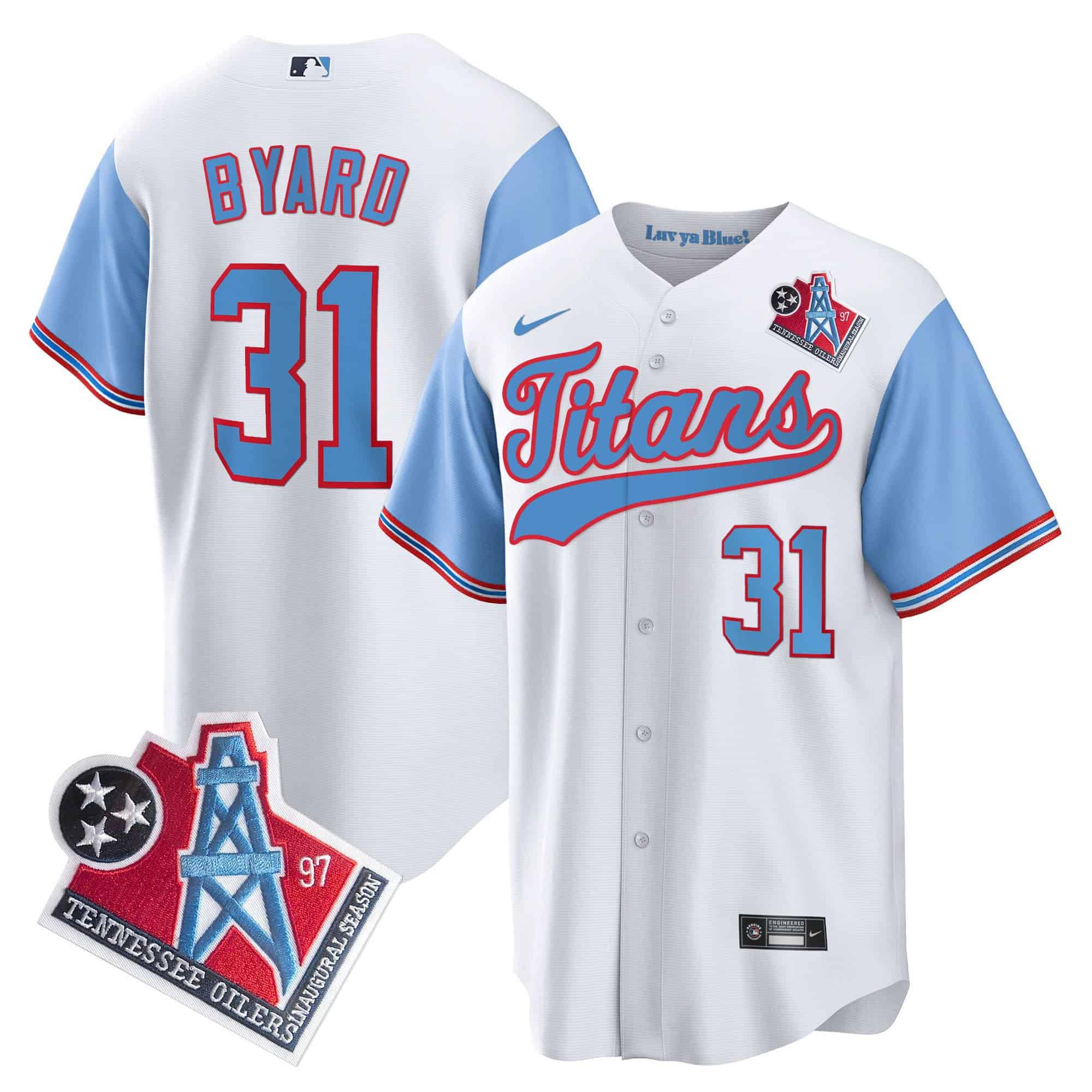 Men Tennessee Titans 31 Byard White Nike 1997 Throwback Limited Cool Base NFL Jersey style 1
